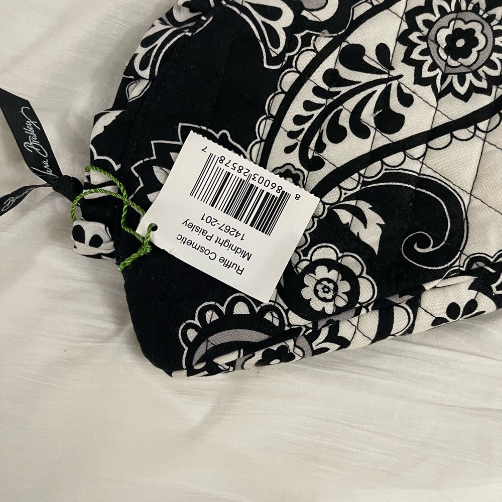 Vera Bradley Midnight Black and White Floral Makeup Bag NWT